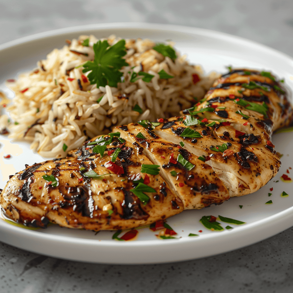 Serving Spicy Rice Recipe as a side dish with grilled chicken