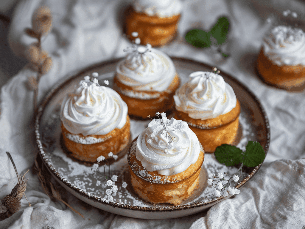 okkaido Chiffon Cupcakes topped and filled with whipped cream