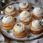 Fluffy Hokkaido Chiffon Cupcakes with whipped cream filling on a rustic plate