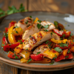 Garnished 15 Minutes Chicken Dinner ready to serve