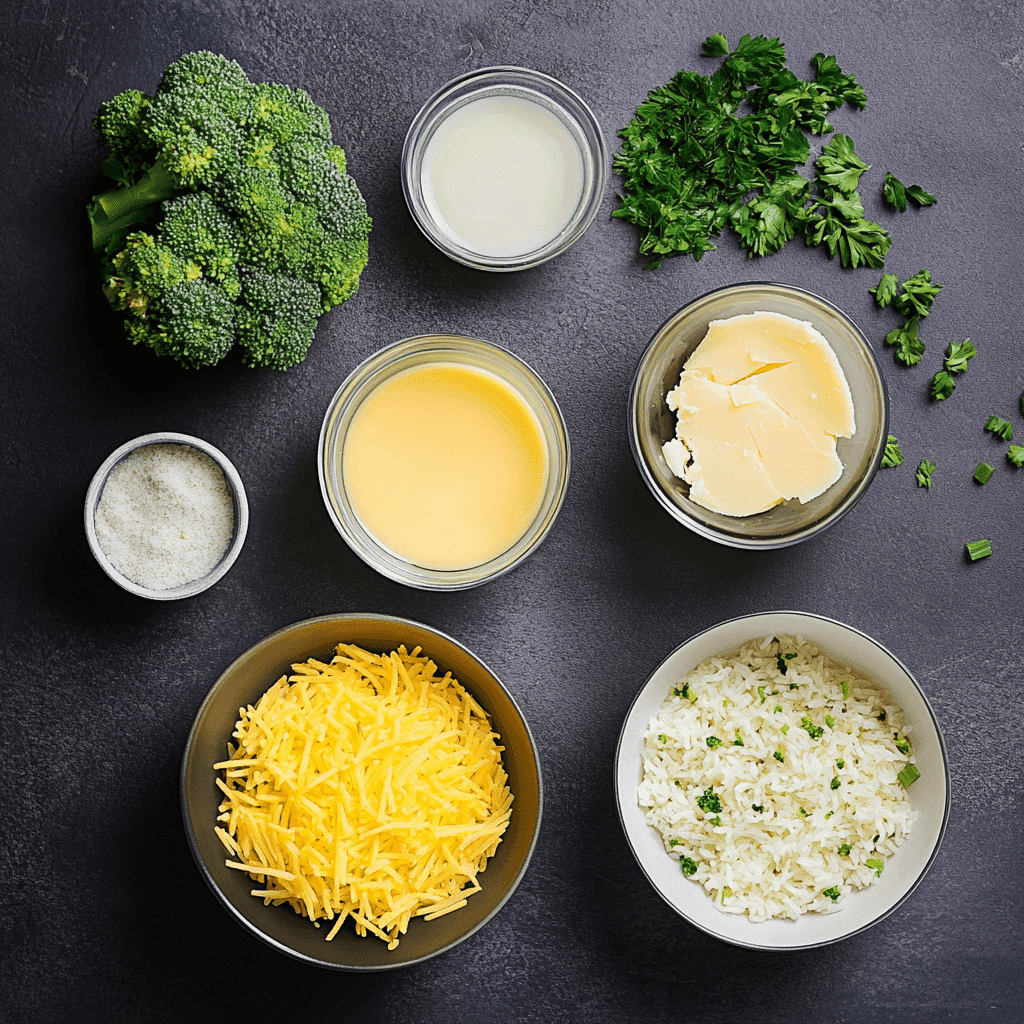 Cheesy Broccoli Rice Bowl ingredients