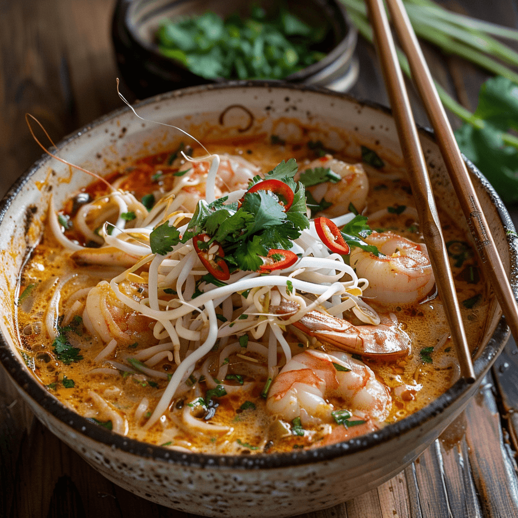 Delicious and authentic Laksa Noodle Soup recipe, a flavorful Southeast Asian dish.