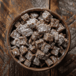 Bowl of crunchy Muddy Buddies snack