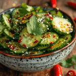Vibrant Spicy Cucumber Salad with Fresh Herbs and Chili Flakes