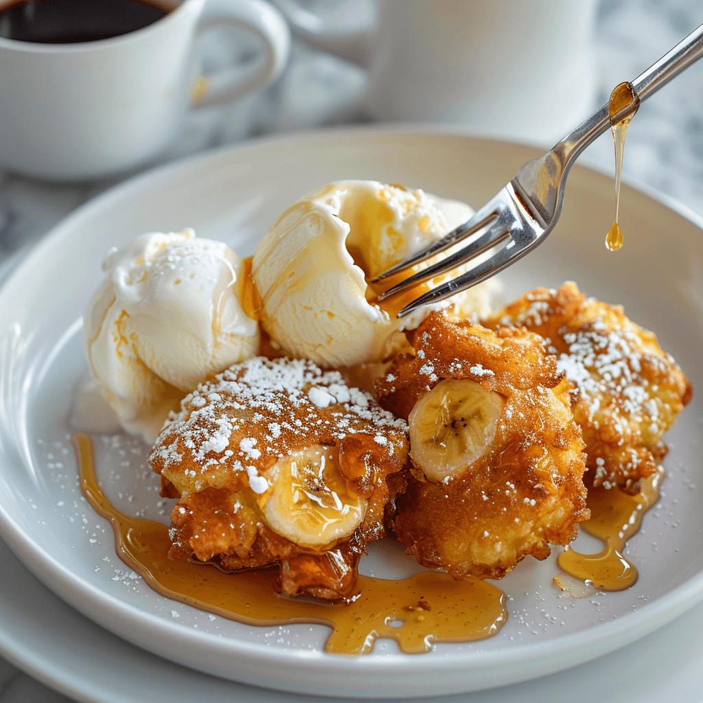 Delicious Banana Fritters Served with ice cream