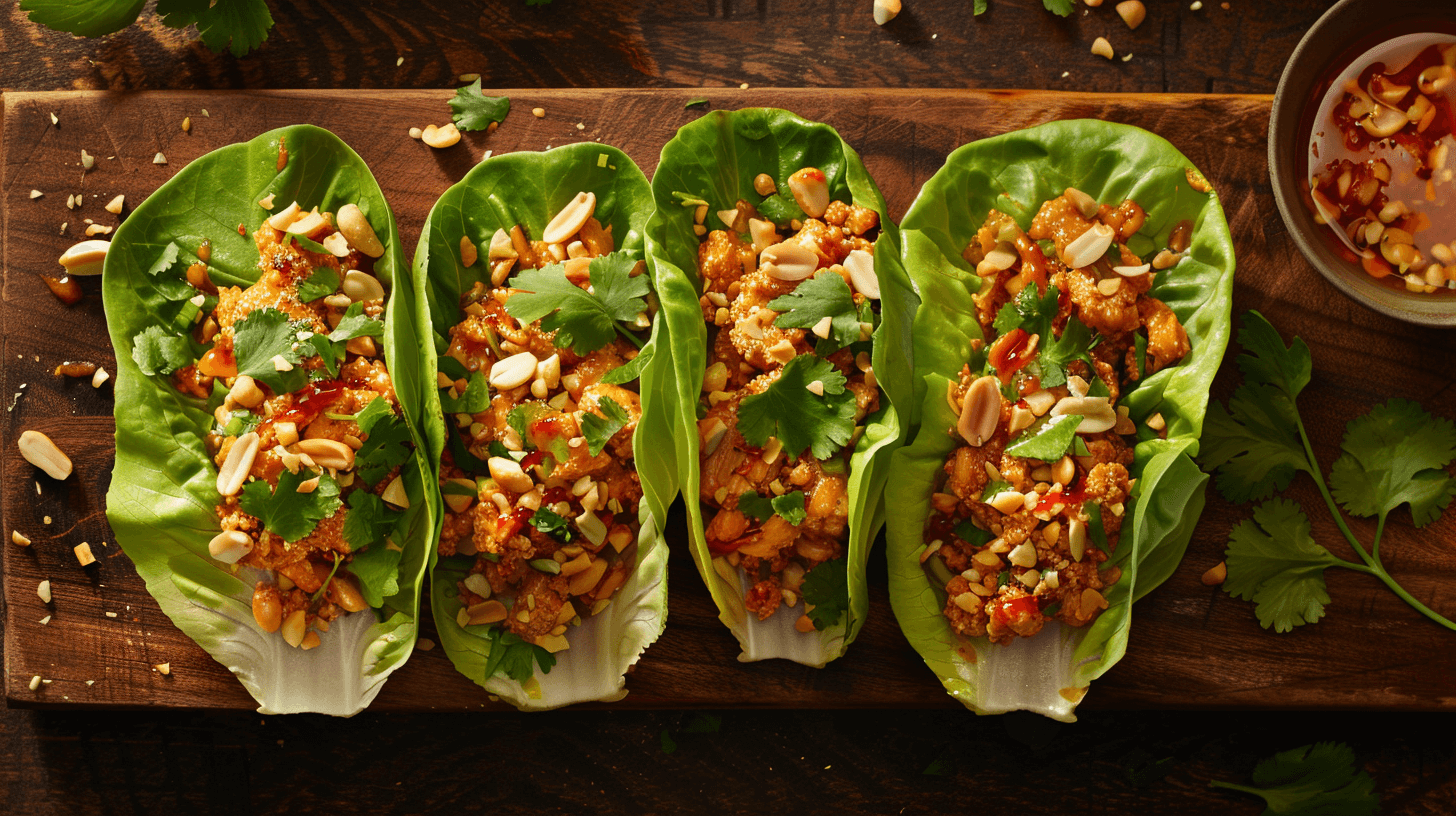 Delicious and vibrant chicken lettuce wraps recipe, ready to eat.