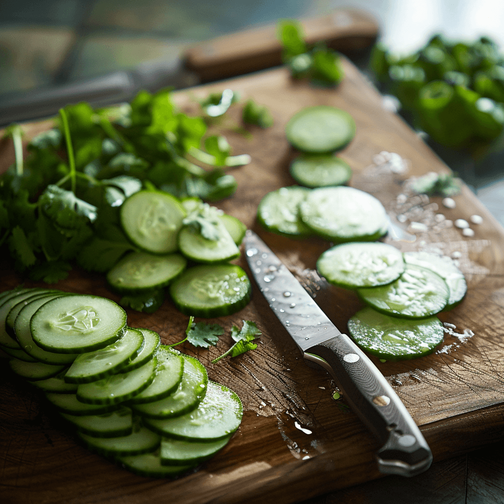 Preparing Fresh Cucumbers for Salad