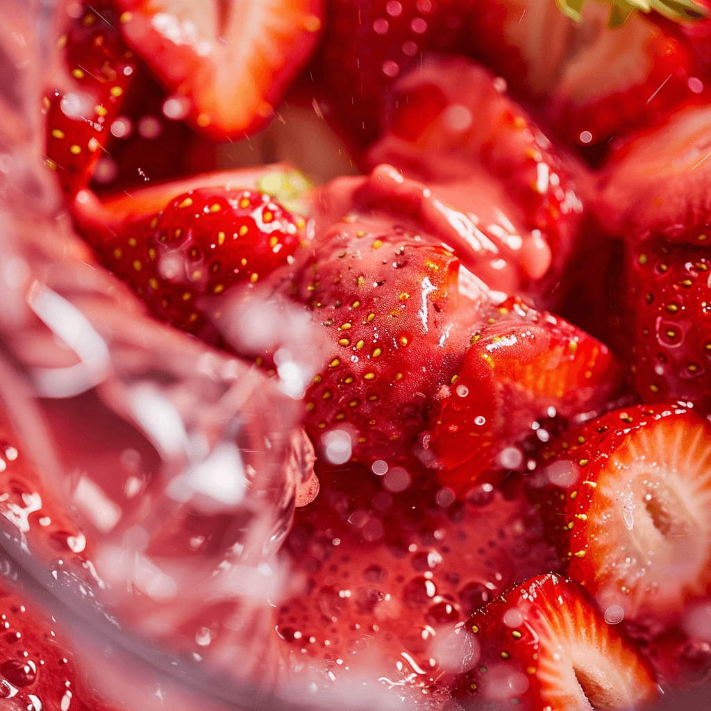 Blending strawberries for Love Potion Pink Lemonade puree