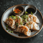 Colorful and fresh rice paper dumplings with dipping sauce