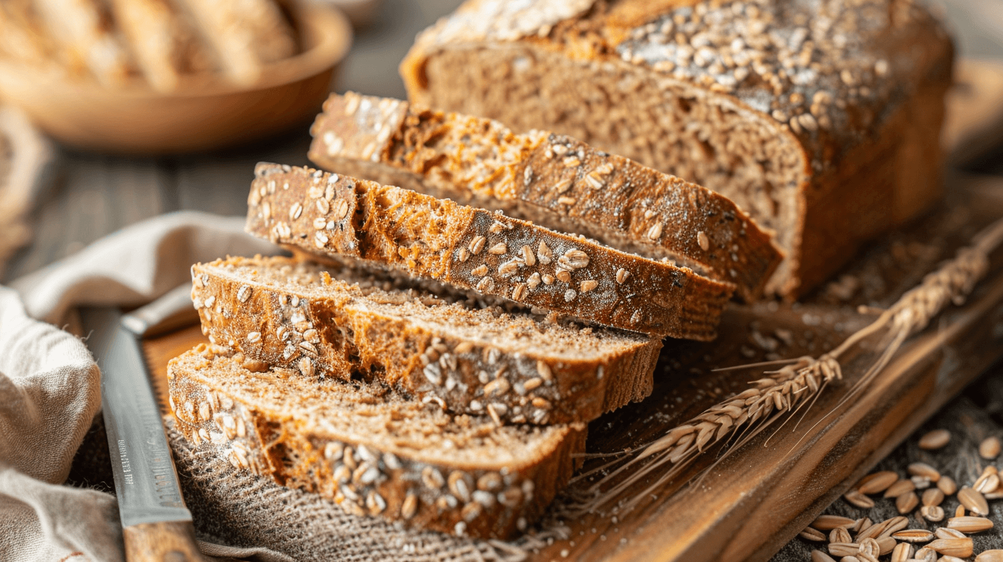 Freshly baked whole grain bread loaf