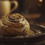 Freshly baked homemade cinnamon rolls with cream cheese frosting