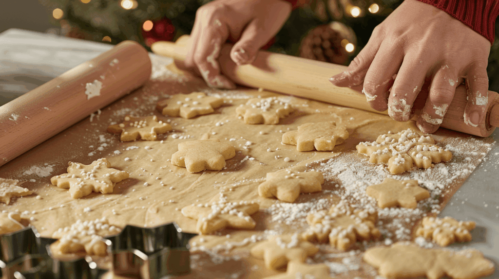 Step-by-step images showing the process of making Classic Sugar Cookie dough, from creaming butter to chilling.
