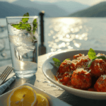 Savory Turkey Meatballs simmering in tomato sauce in a skillet, ready to be served.