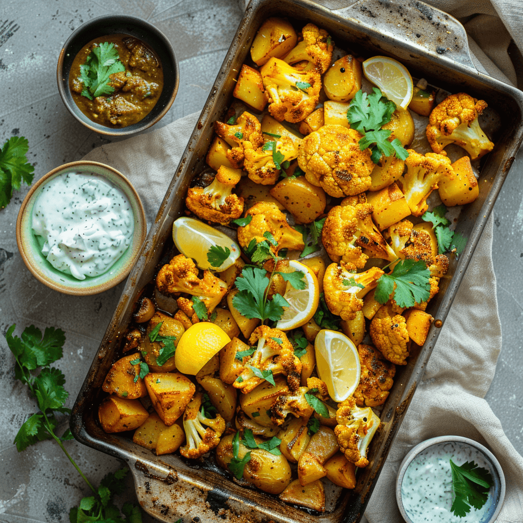 Spiced Aloo Gobi Traybake Hero Image