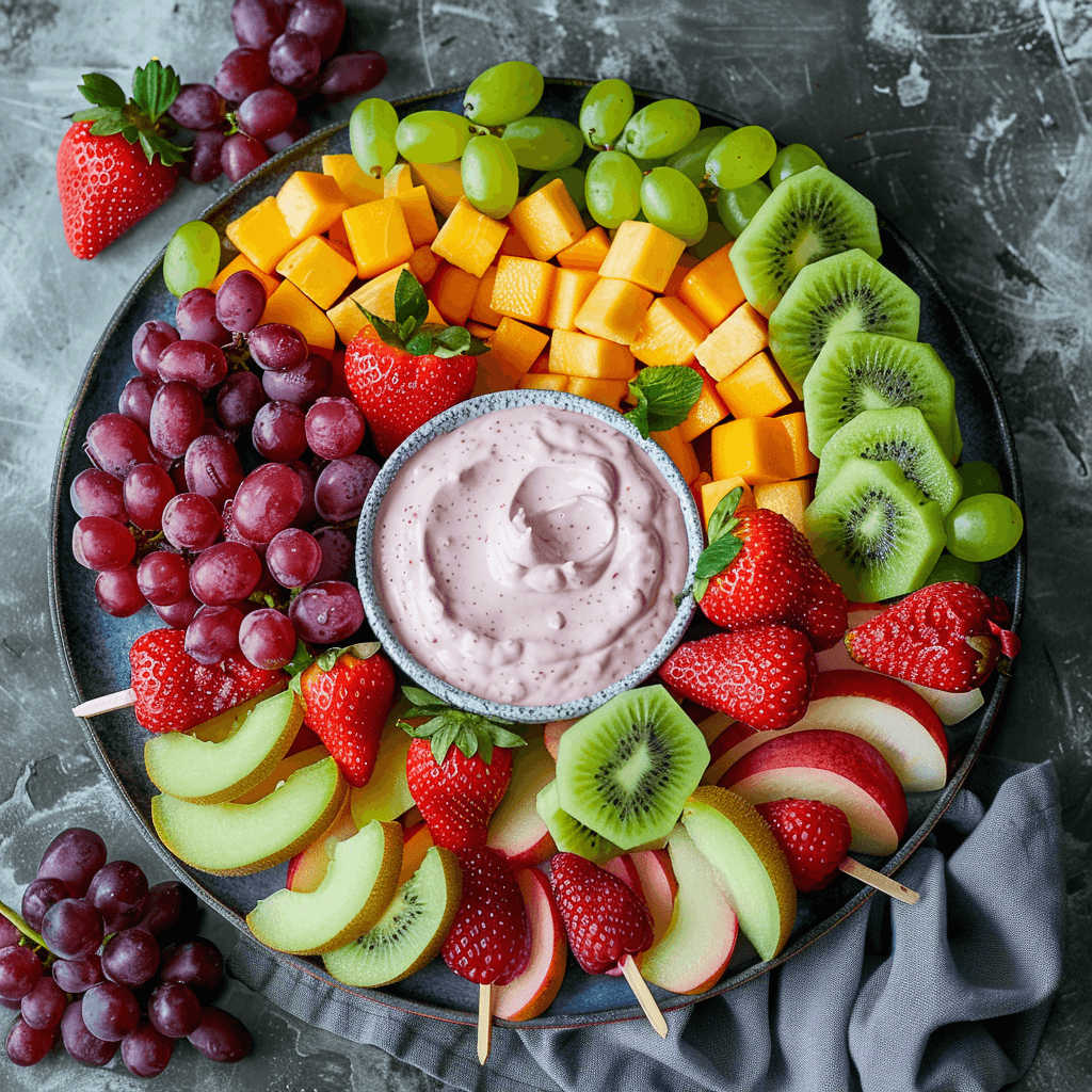 Fruit dip served with fresh fruit platter