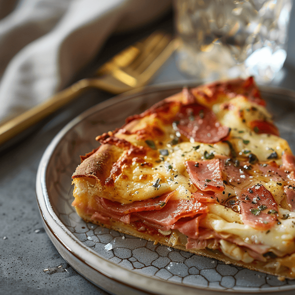 A slice of Pizza Rustica served on a plate