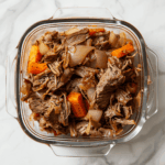 pot roast stored in a glass container