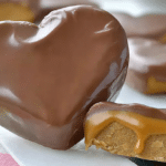 Chocolate Peanut Butter Valentine’s Heart with rich caramel and creamy peanut butter filling