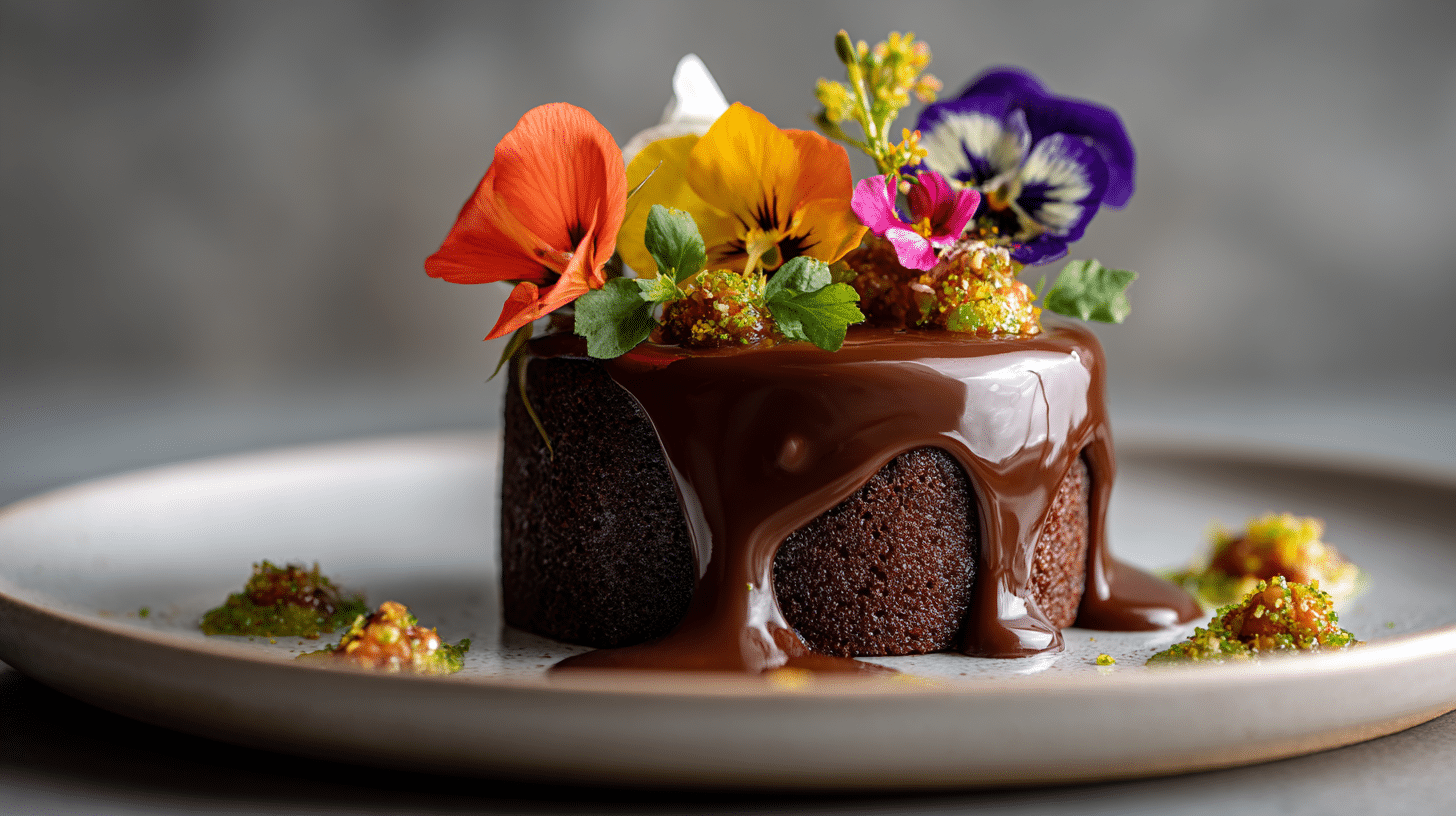 Whole Gluten-Free Chocolate Cake with ganache frosting.